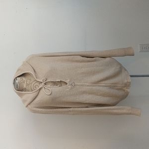 Beige Zip Up Hooded Sweater